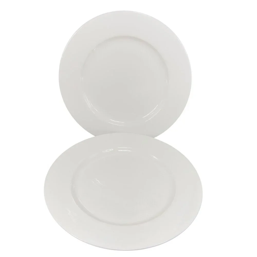 Pier 1 New Essentials Classic Coupe White‎ Porcelain 11inch Plate Dish Set 4 VTG
